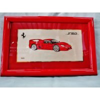 Ferrari社が永年勤続者限定に贈ったシルバープレート画装です。　フェラーリ　Ｆ50　１８×28