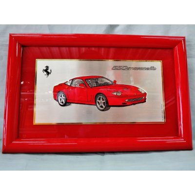 画像1: Ferrari社が永年勤続者限定に贈ったシルバープレート画装です。　フェラーリ５５０マラネロ　１８×28
