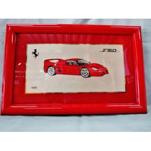 画像: Ferrari社が永年勤続者限定に贈ったシルバープレート画装です。　フェラーリ　Ｆ50　１８×28