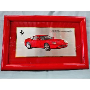画像: Ferrari社が永年勤続者限定に贈ったシルバープレート画装です。　フェラーリ５５０マラネロ　１８×28