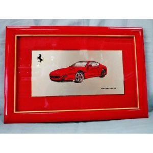 画像: Ferrari社が永年勤続者限定に贈ったシルバープレート画装です。　フェラーリ456ＧＴ　２０×30