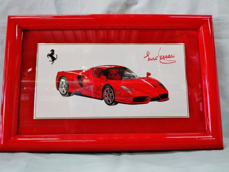 画像1: Ferrari社が永年勤続者限定に贈ったシルバープレート画装です。　エンツォフェラーリ　１８×28 (1)