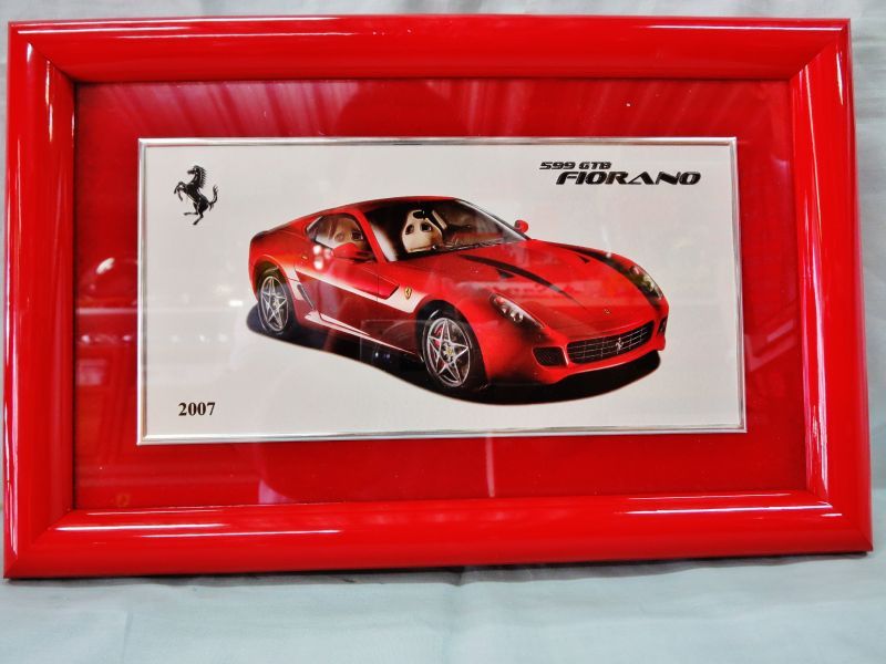 画像1: Ferrari社が永年勤続者限定に贈ったシルバープレート画装です。　フェラーリ599ＧＴＢ　１８×28 (1)