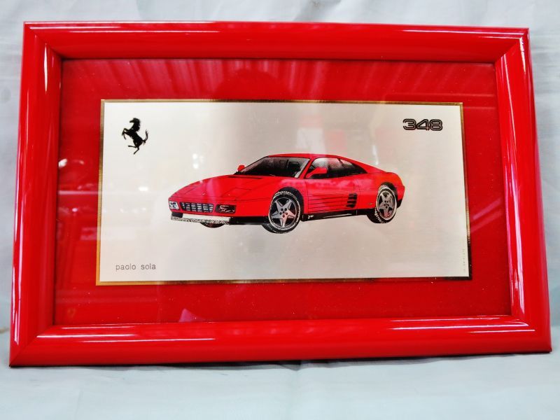 画像1: Ferrari社が永年勤続者限定に贈ったシルバープレート画装です。　フェラーリ348　１８×28 (1)